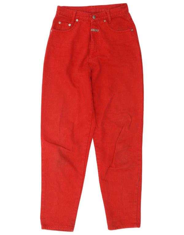 Vintage kvinders højtaljede koniske jeans IT 44 Medium W26 L30 rød bomuld