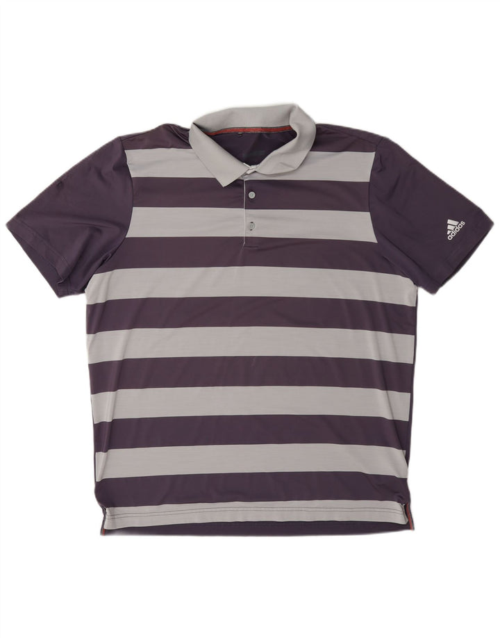 Adidas Herre Golf Polo Shirt Stor lilla stribet polyester