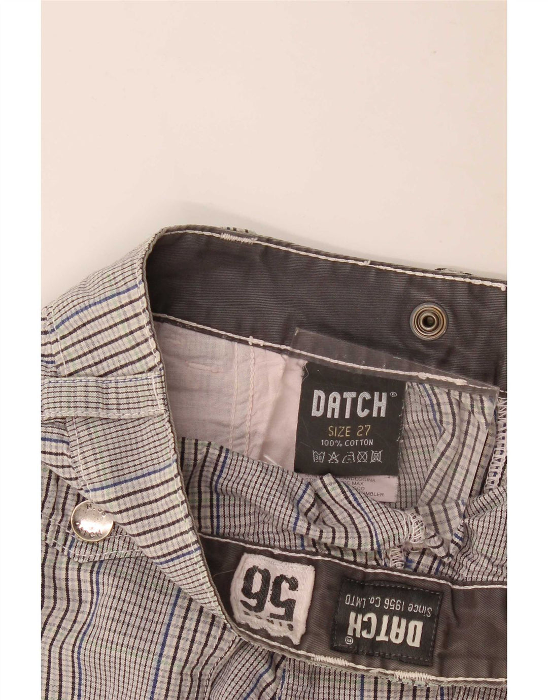 Datch Chino Shorts til kvinder Small W27 Grå ternet bomuld