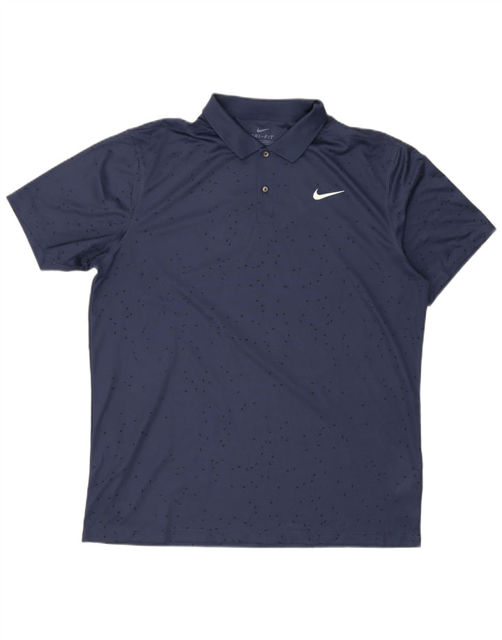 Nike Herre Dri Fit Standard Fit Polo Shirt Large Navy Blue Polyester