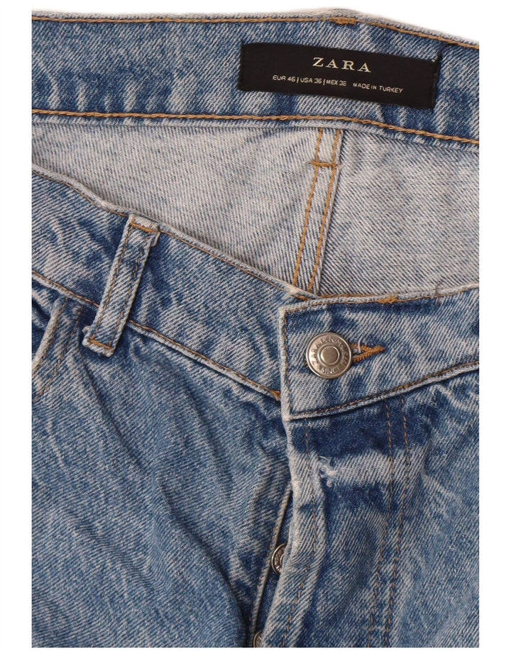 Zara Herre Distressed Tapered Jeans EU 46 XL W36 L29 Blå