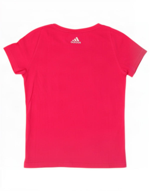 Adidas grafisk T-shirt top til kvinder, UK 4/6 XS Pink Bomuld