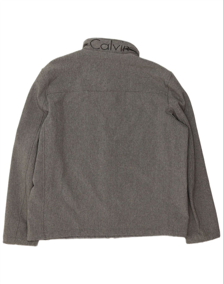 CALVIN KLEIN Mens Graphic Windbreaker Jacket UK 42 XL Grey Polyester