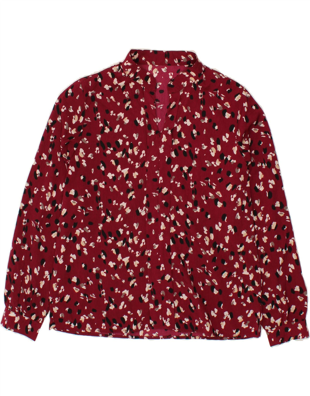 VINTAGE Womens Abstract Pattern Blouse Top UK 16 Large Maroon Vintage Vintage and Second-Hand Vintage from Messina Hembry 