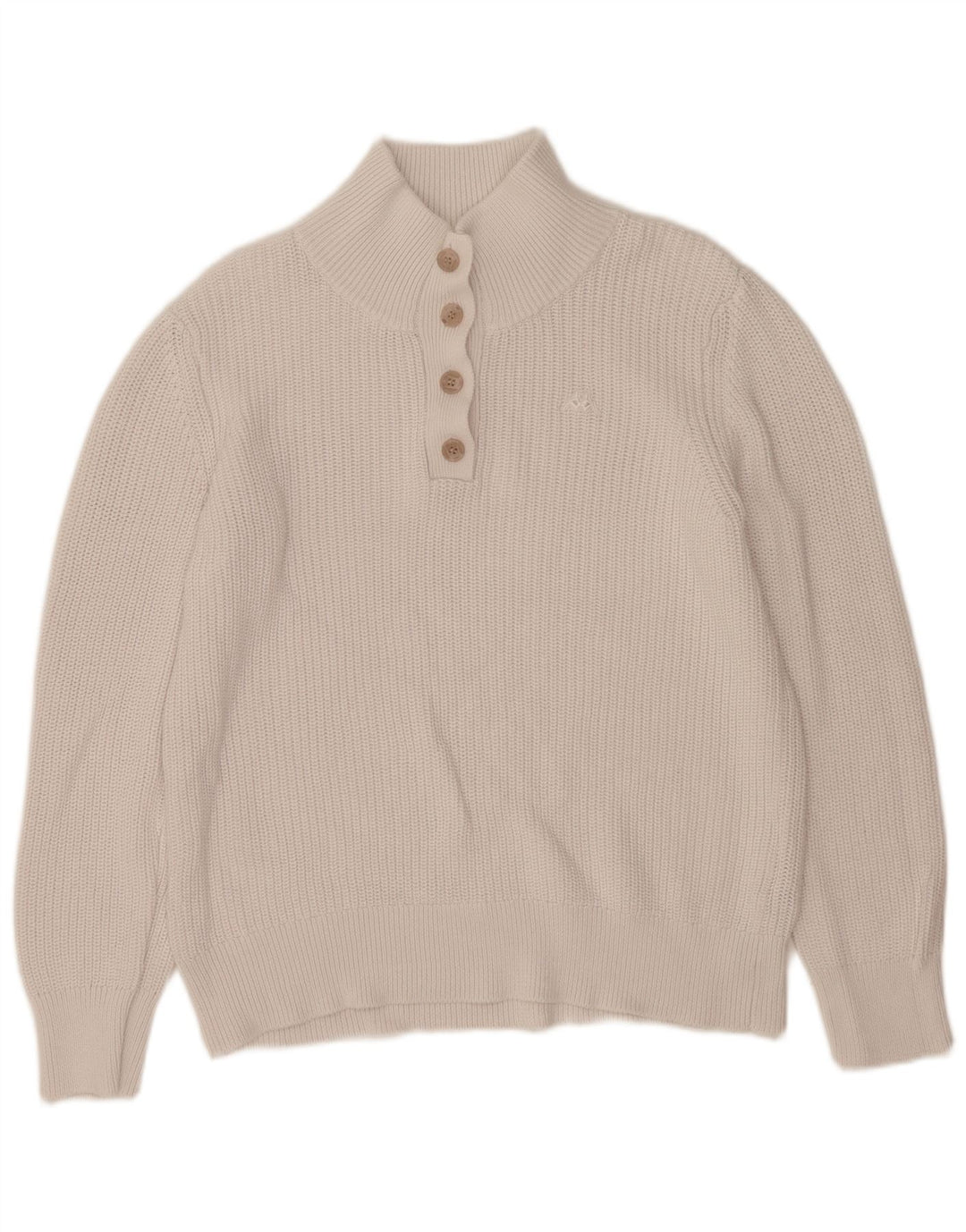 Kappa Dame Button Neck Jumper Sweater UK 16 Large White Bomuld