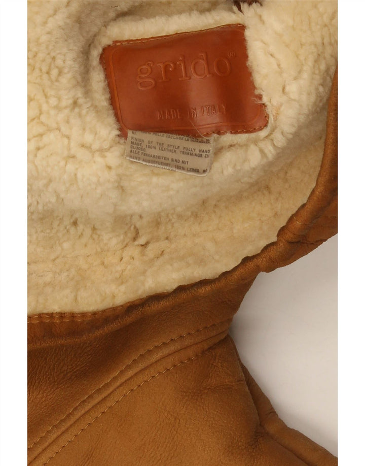 Vintage Herre Shearling Jacket UK 40 Stort brunt læder