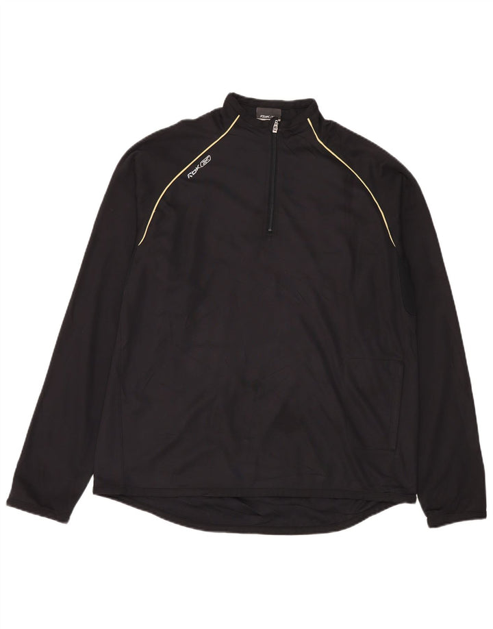 Reebok Herre Zip Neck Pullover Træningsdragt Top Stor Sort Polyester