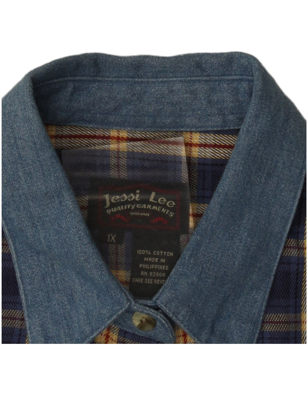 LEE oversized kortærmet flannelskjorte til kvinder, UK 18 XL marineblå ternet