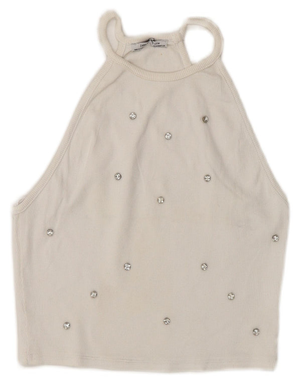Zara Womens Crop Halter Top UK 8 Small White