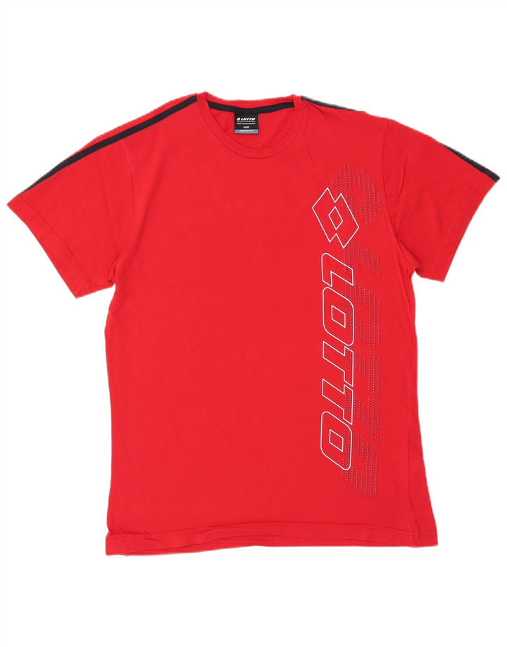 LOTTO Herre Grafisk T-Shirt Top IT 48 Medium Rød Bomuld