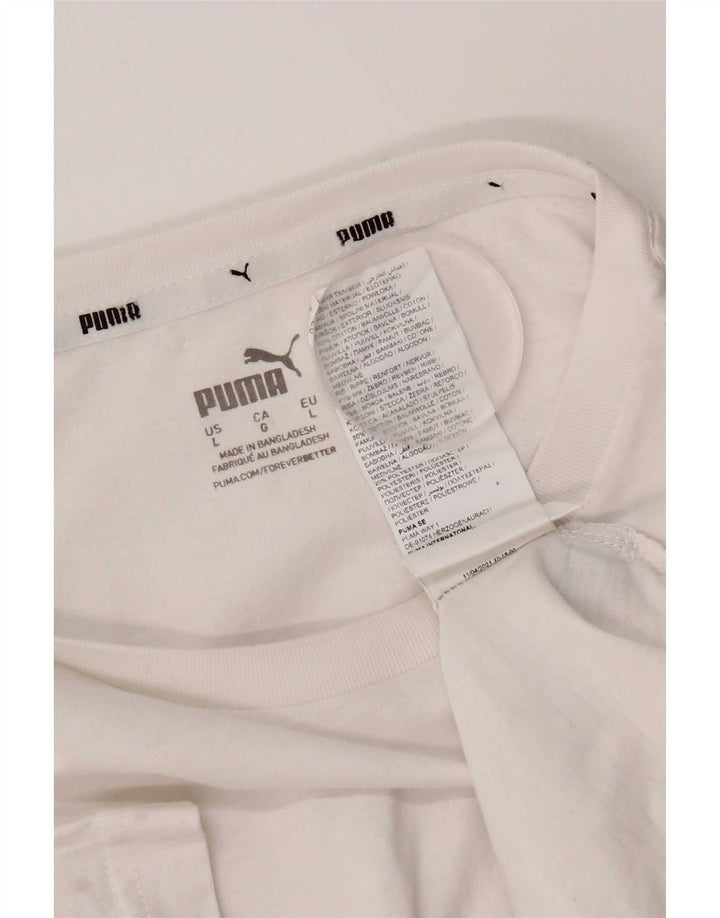Puma Herre Grafisk T-Shirt Top Stor Hvid Bomuld