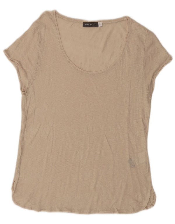 MINT VELVET Dame T-Shirt Top UK 14 Medium Beige Linen