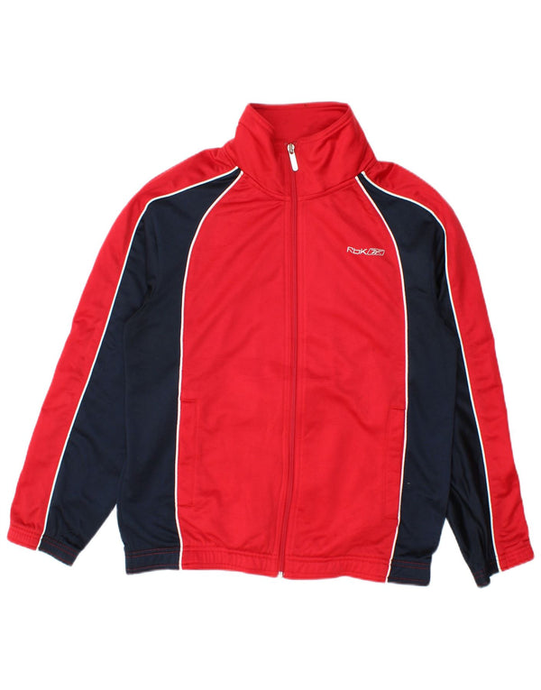 Reebok træningsdragt topjakke til kvinder UK 14 Medium Rød Colourblock Polyester