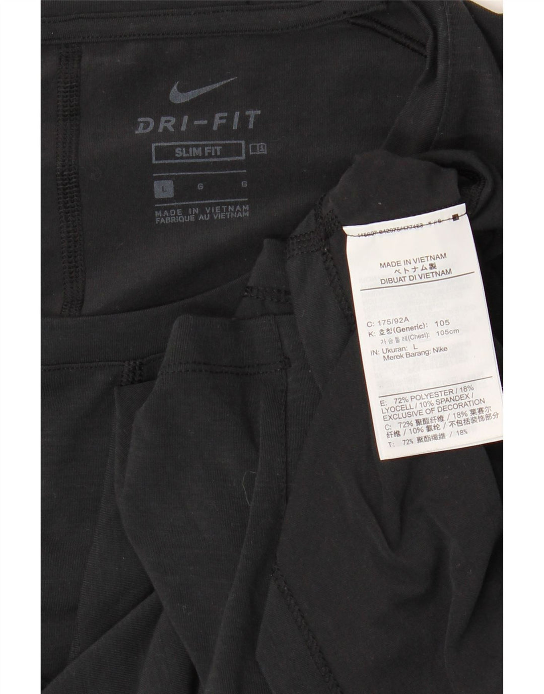 NIKE Herre Dri Fit Slim Fit T-shirt Top Stor sort polyester