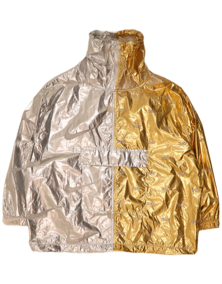 Nike Dame Grafisk Oversized Anorak Jacket UK 16 Large Silver Colourblock