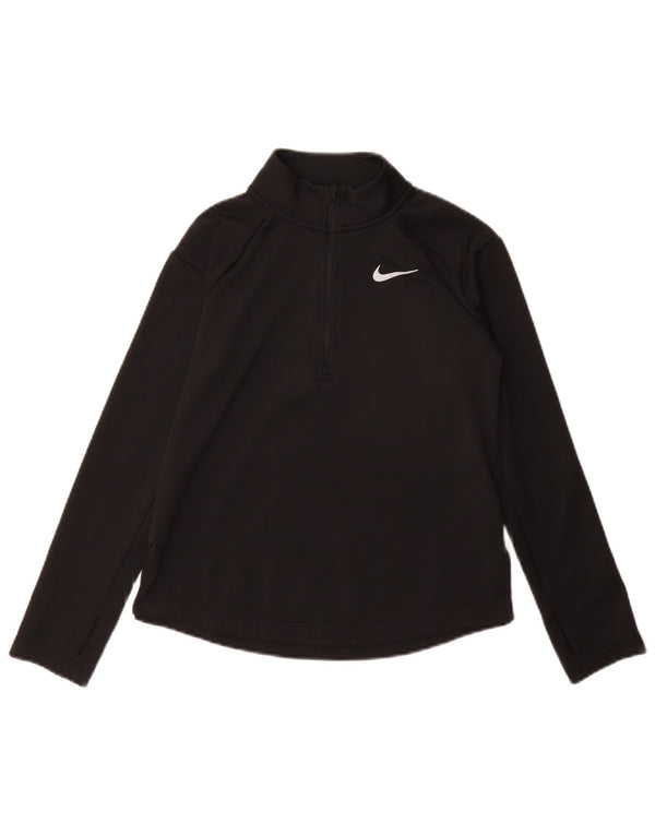 Nike Girls Dri Fit Pullover med lynlås-hals træningsdragt Top 10-11 år Medium Sort