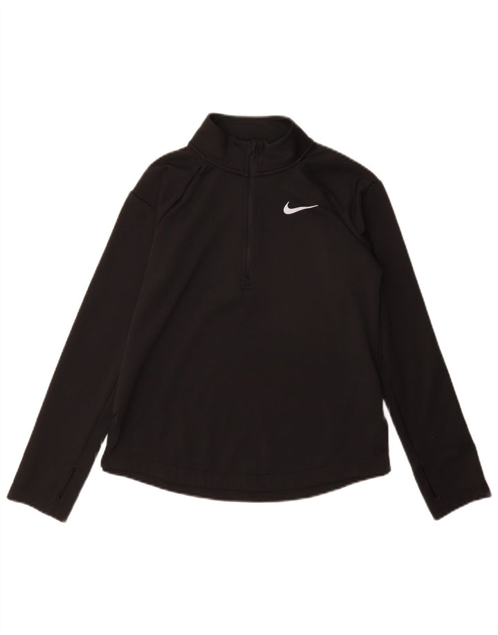 Nike Girls Dri Fit Pullover med lynlås-hals træningsdragt Top 10-11 år Medium Sort