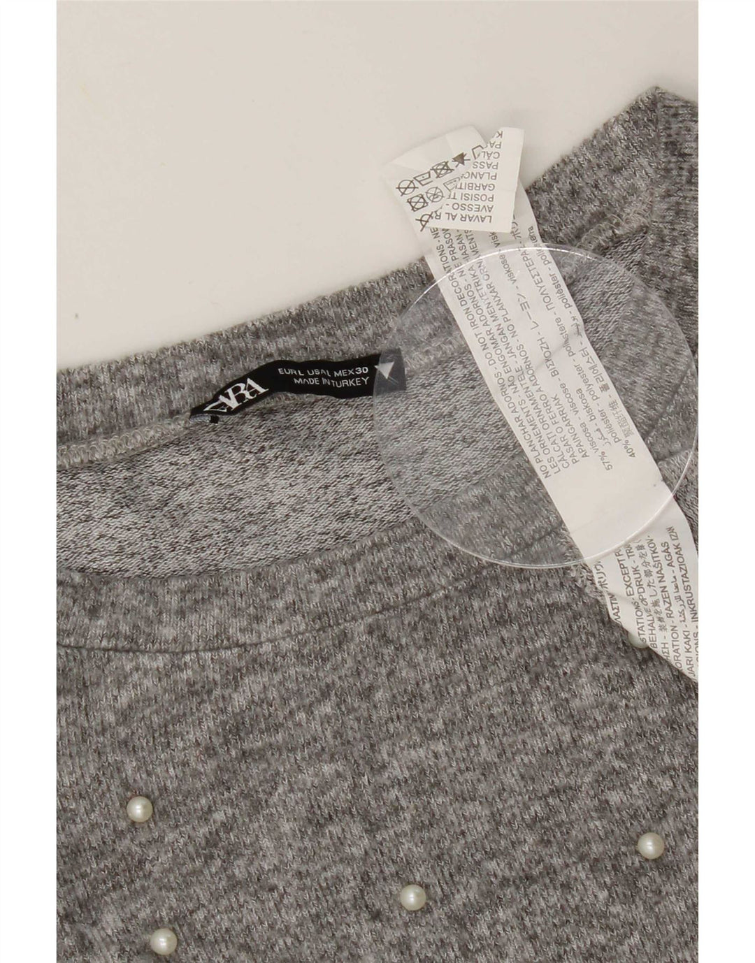 Zara Dame Top 3/4 ærmer UK 16 Large Grå Viscose