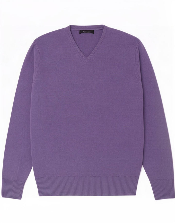 Zara Herre V-hals sweater Stor lilla uld