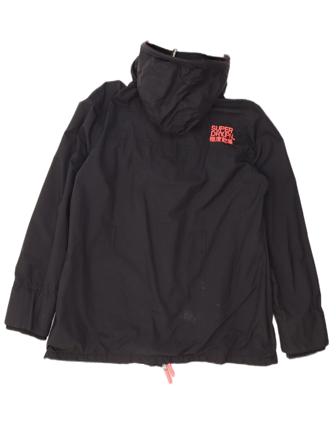Superdry Womens The Windmac Regnjakke med hætte UK 18 XL Sort Polyester