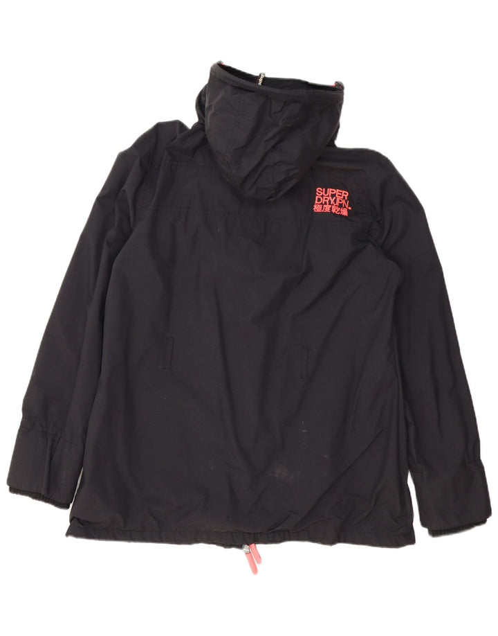 Superdry Womens The Windmac Regnjakke med hætte UK 18 XL Sort Polyester