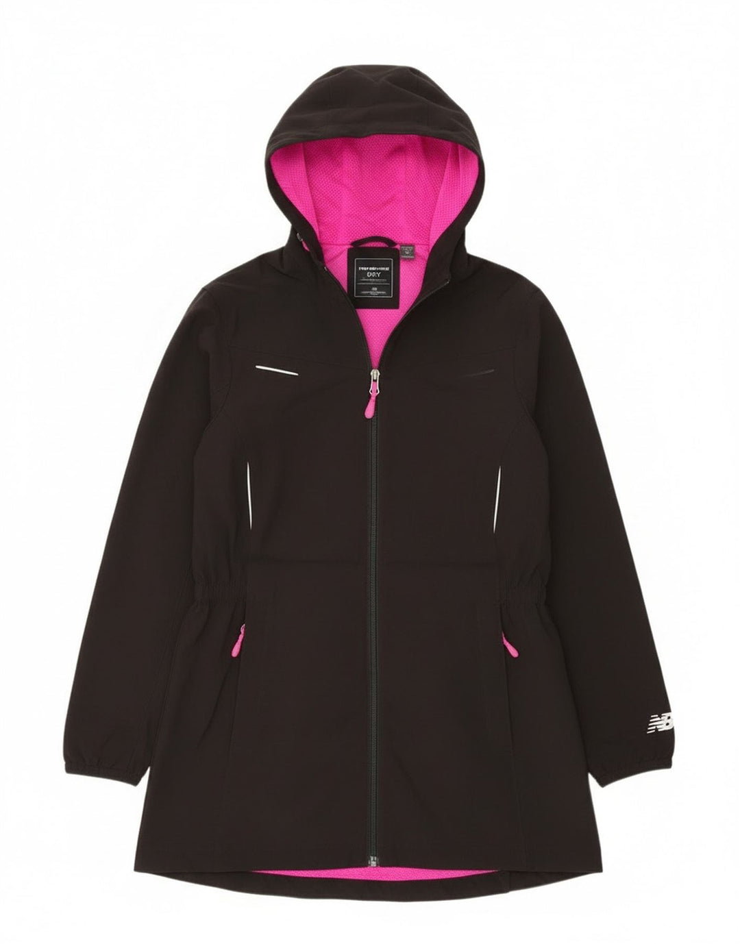 New Balance Regnfrakke med hætte til kvinder UK 14 Medium Sort Polyester