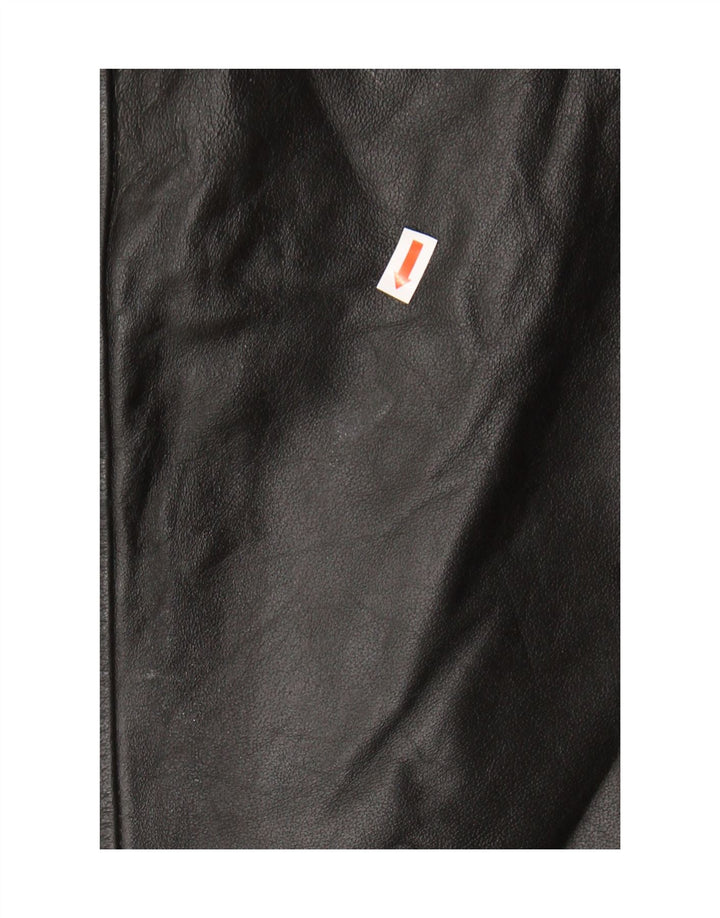 VINTAGE Mens Leather Waistcoat IT 42 XL Black Leather