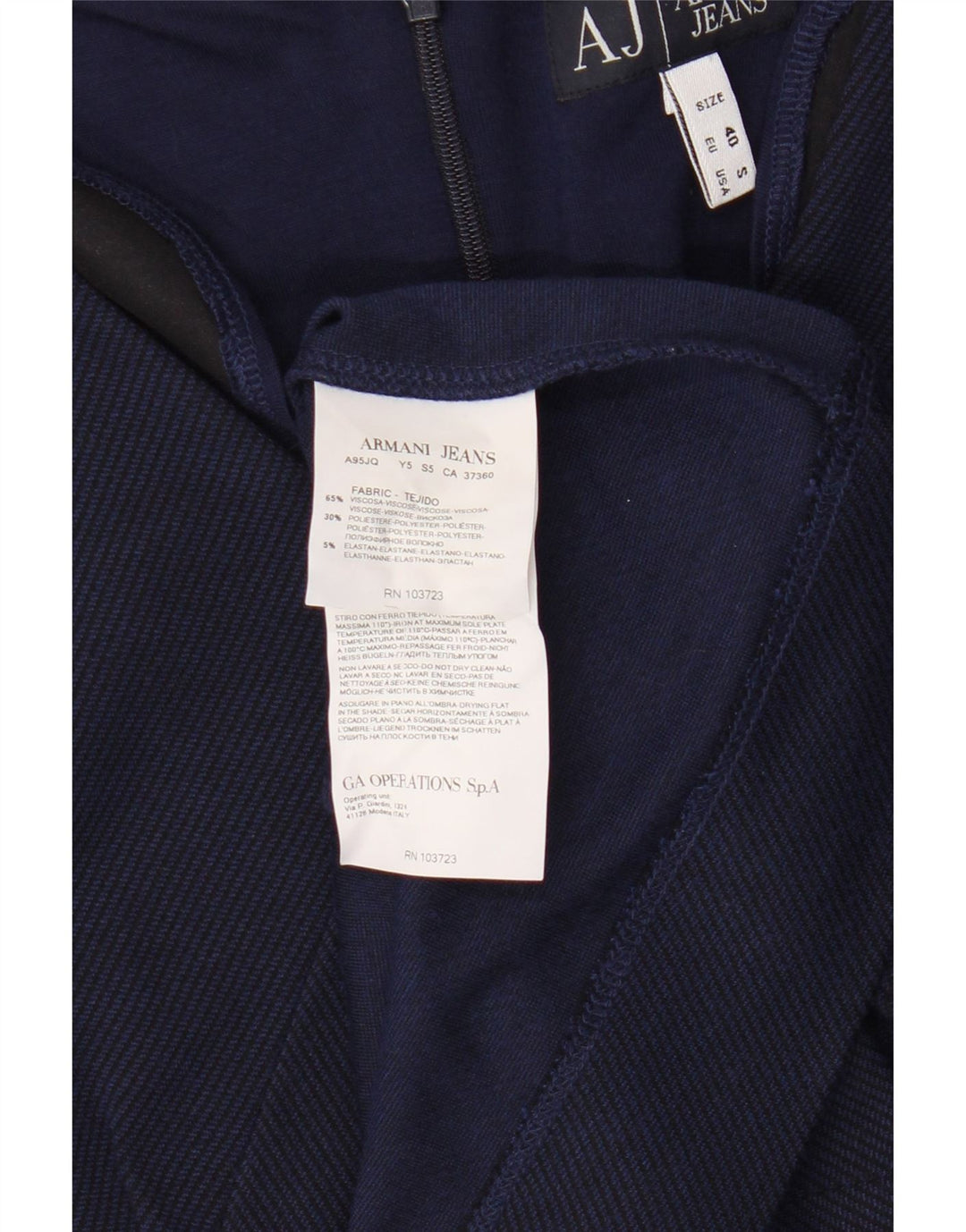 Armani Jeans Dame Langærmet Skede Kjole EU 40 Medium Navy Blue Viscose