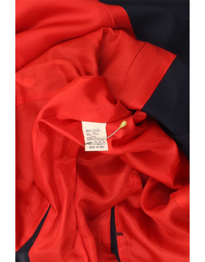 Vintage dame ridning 4-knaps blazerjakke IT 42 Medium marineblå uld