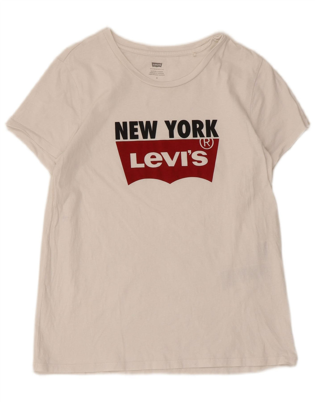 Levi's Grafisk T-shirt top til kvinder UK 12 Medium hvid bomuld