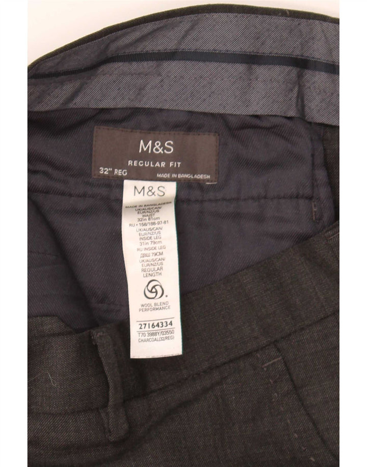 Marks & Spencer Herre Regular Fit Suit Bukser W32 L31 Grå uld