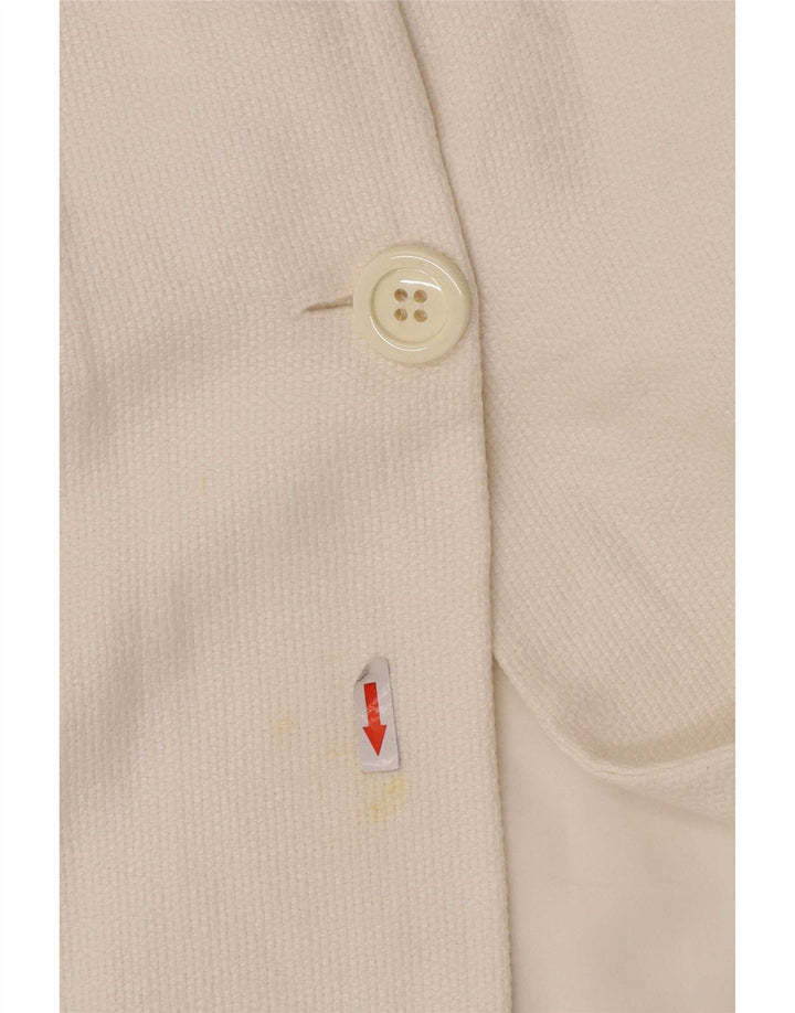 Massimo Dutti Dame Crop 2 Button Blazer Jacket EU 38 Medium White
