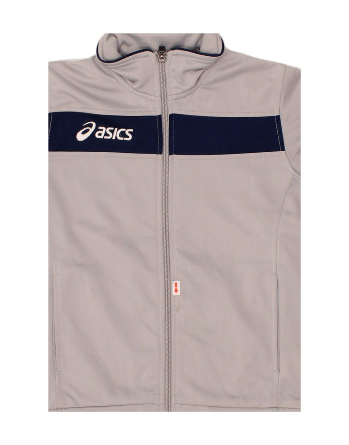 ASICS Boys Graphic Tracksuit Top Jacket 7-8 Years Grey Vintage Asics and Second-Hand Asics from Messina Hembry 