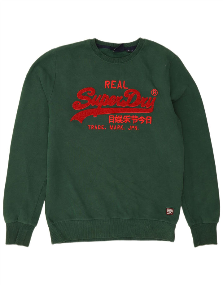 Superdry grafisk sweatshirt til mænd, stor grøn bomuld