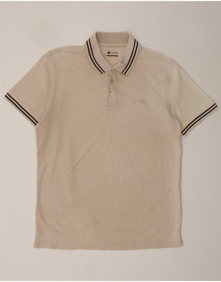 LOTTO Mens Life's Polo Shirt XL Beige Polyester Vintage Lotto and Second-Hand Lotto from Messina Hembry 