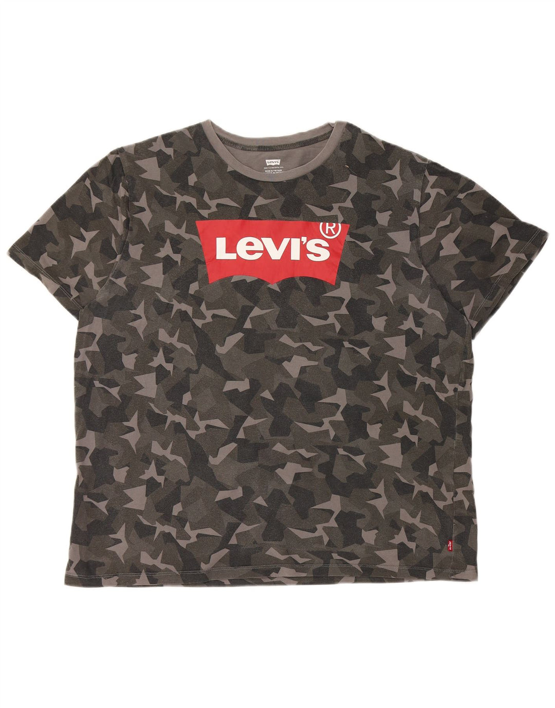LEVI'S Herre grafisk T-shirt Top XL Grå Camouflage Bomuld