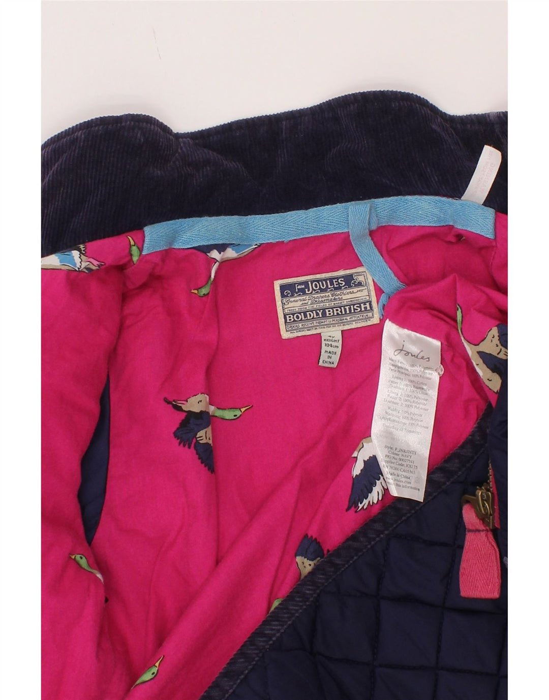 Joules piger quiltet jakke 3-4 år marineblå polyester