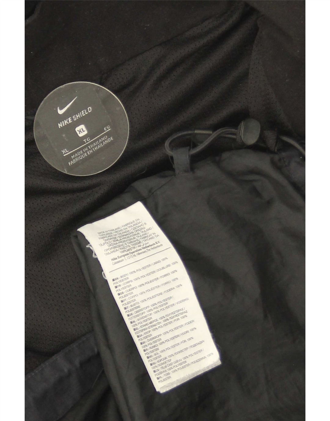Nike Regnjakke med hætte til mænd UK 42 XL sort polyester