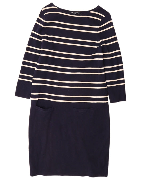 CREW CLOTHING Dame Jumper Dress UK 14 Mellem marineblå stribet