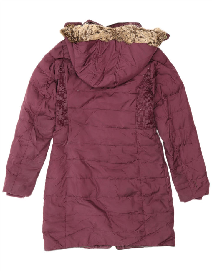 Joules Dame Hætte Polstret Frakke UK 8 Small Bourgogne Polyester