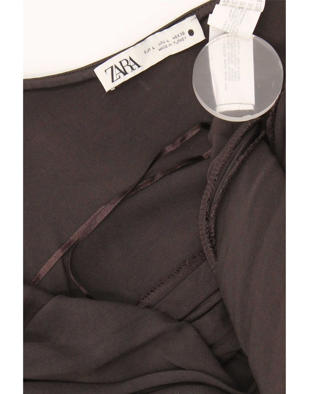 Zara Womens Slip Dress UK 16 Large Brown Viscose