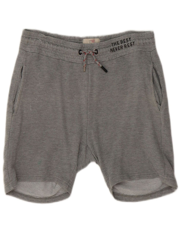 Zara Boys Graphic Sport Shorts 11-12 Years  Grey Pinstripe Cotton