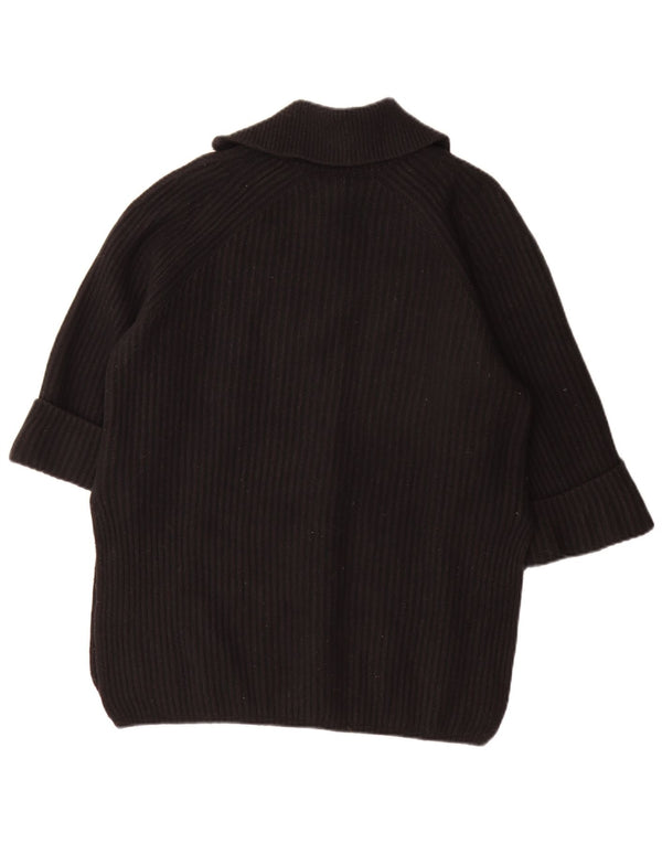 Reiss Dame Oversized Zip Neck Jumper Sweater UK 6 XS Black Wool