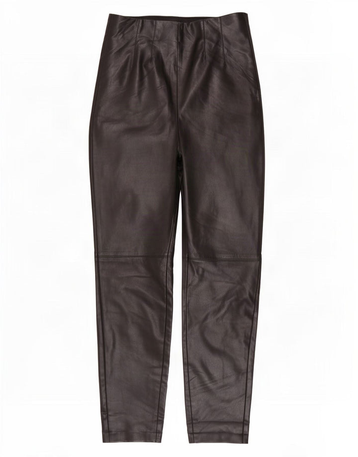 Zara skinny læderbukser til kvinder Small W26 L27 sort polyester