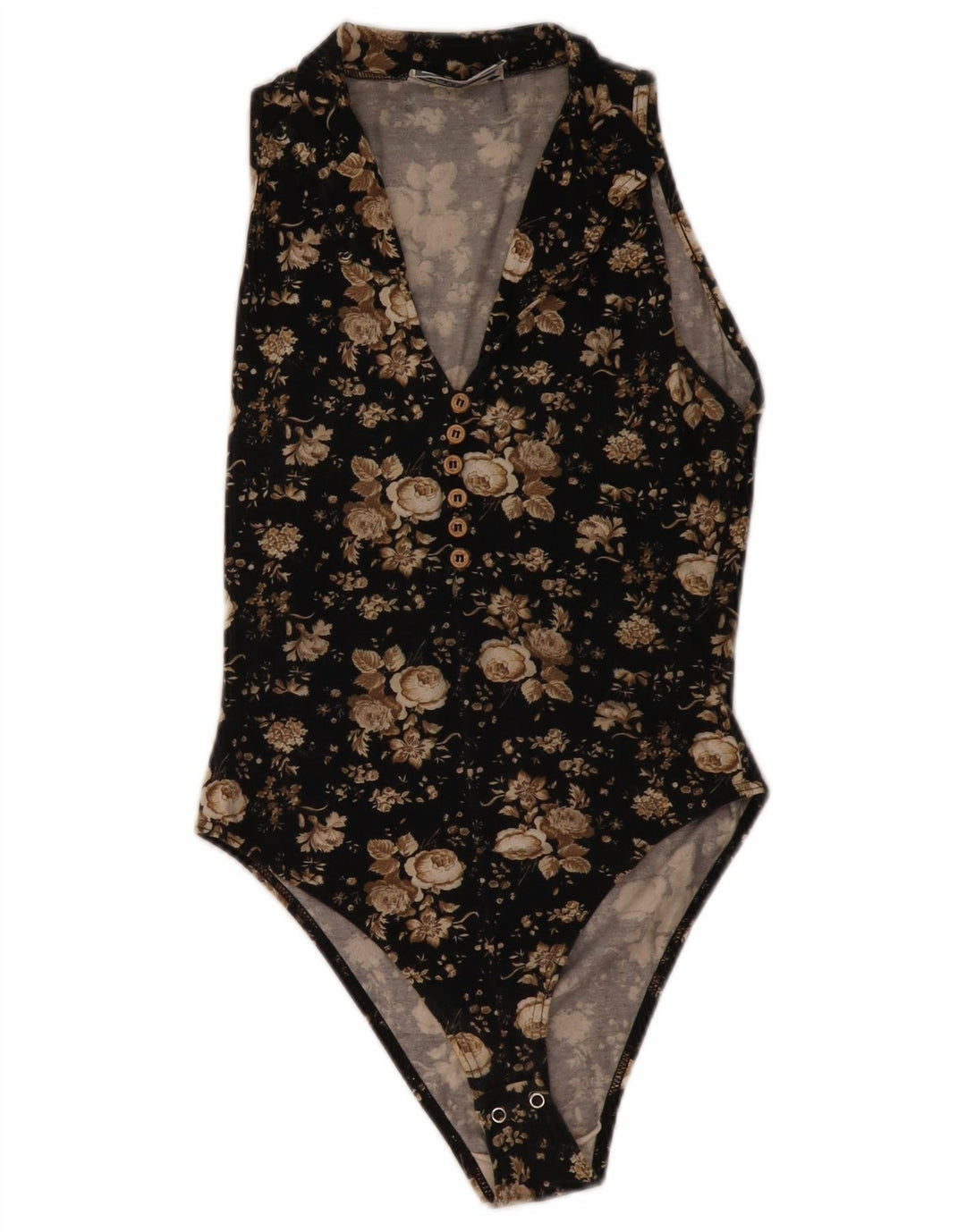 ONYX ærmeløs bodysuit til kvinder UK 8 Small Black Floral