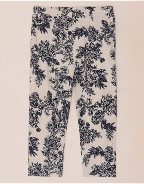 Marks & Spencer Dame Capri Bukser UK 12 Medium W32 L21 White Floral