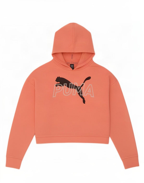 Puma Womens Crop Graphic Oversized Hoodie Jumper UK 10 Small Pink