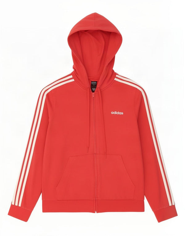 Adidas Dame Hættetrøje Sweater UK 16/18 Stor Rød Bomuld