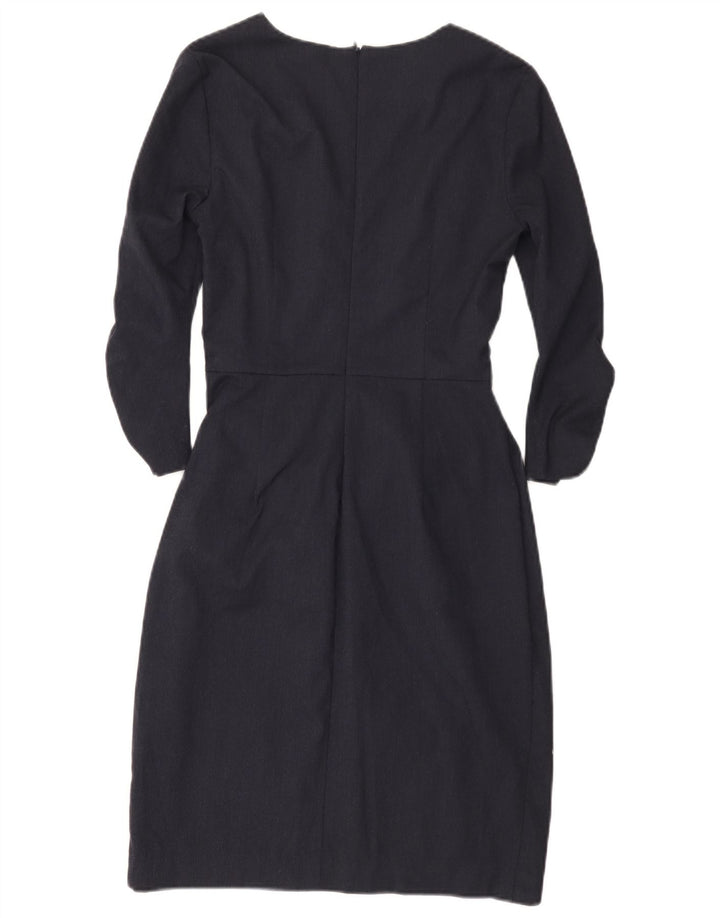 Zara Dame 3/4-ærmet Skede Kjole UK 10 Small Navy Blue Polyester