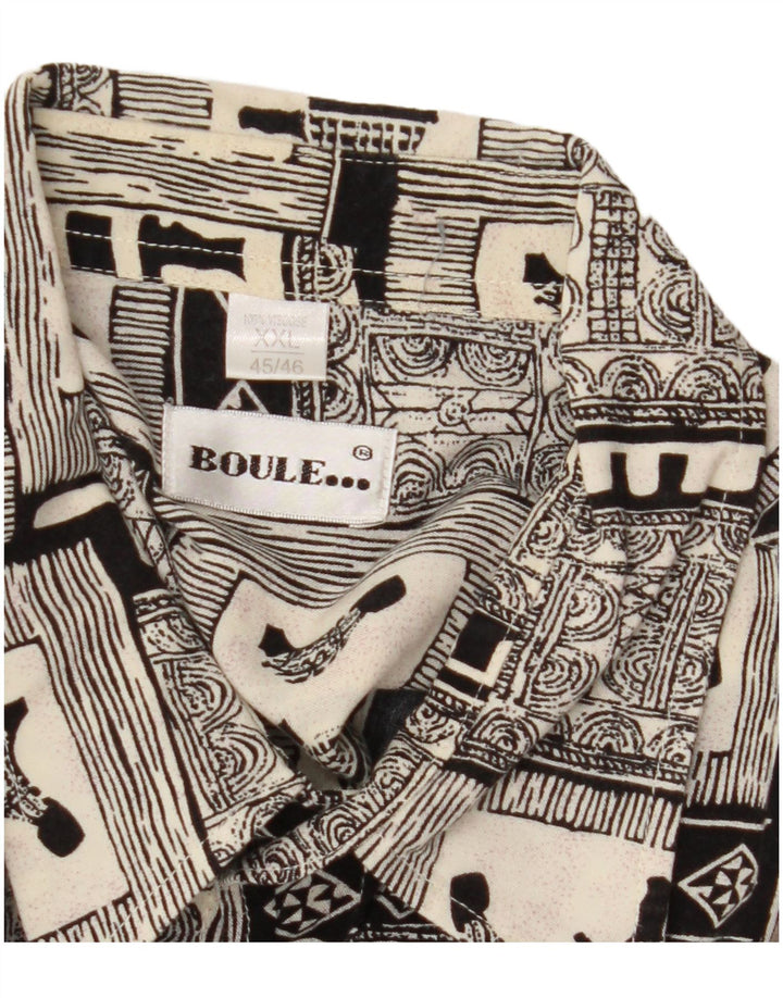 BOULEE Kortærmet Herreskjorte Størrelse 45/46 2XL Sort Patchwork Viscose